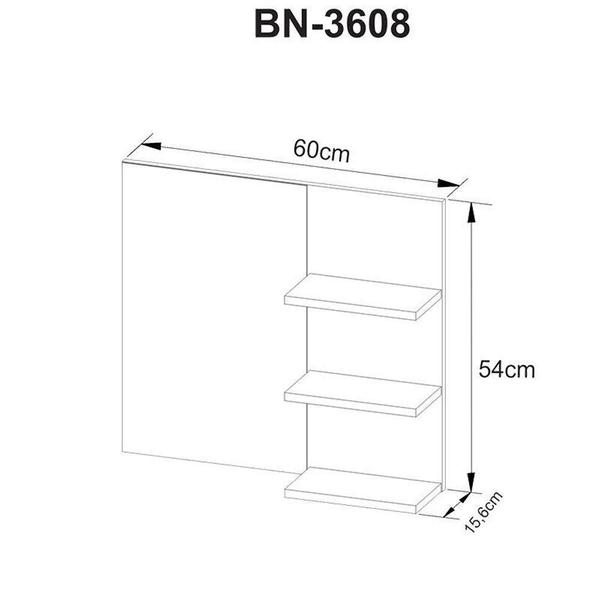 Imagem de Balcão Gabinete Suspenso Bn3606 Com Espelho Para Banheiro Bn3608 Amendoa Branco - Tecnomobili