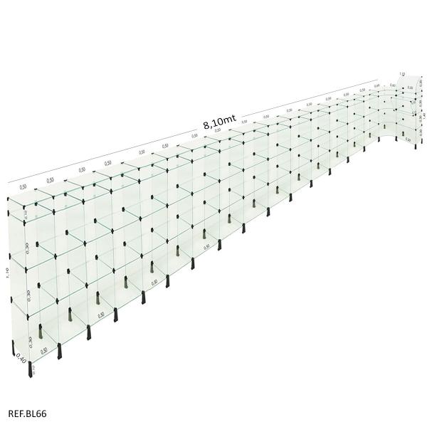 Imagem de Balcão L Em Vidro Modulado C/ Caixa 8,10 X 1,10 X 1,10 X 0,40