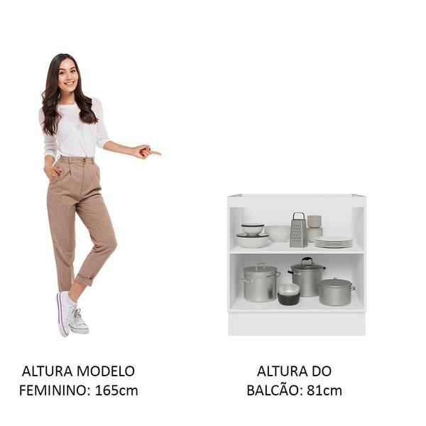 Imagem de Balcão Madesa Lux 80 cm 2 Portas (Sem Tampo) - Branco/Branco Veludo