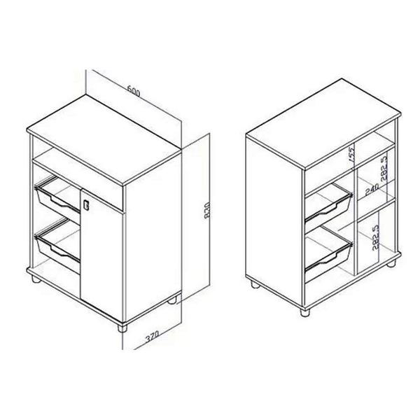 Balcão Multiuso Cozinha Fruteira FR2003 c/ 1 Porta Branco - Movelbento Imagem de Balcão Multiuso Cozinha Fruteira FR2003 c/ 1 Porta Branco - Movelbento