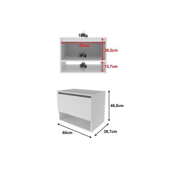 Imagem de Balcão p/ Banheiro Suspenso BN3606 1 Porta cor Amêndoa/Branco - Tecno Mobili