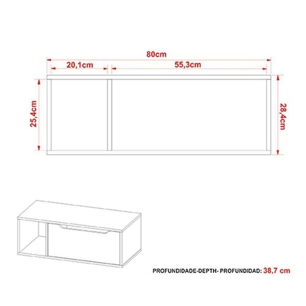 Imagem de Balcão p/ Banheiro Suspenso BN3644 s/ Cuba c/ 1 Porta 80cm Amêndoa/Branco - Tecno Mobili