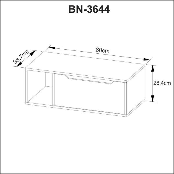 Imagem de Balcão para Banheiro com 1 Porta sem cuba BN3644 Branco Tecnomobili