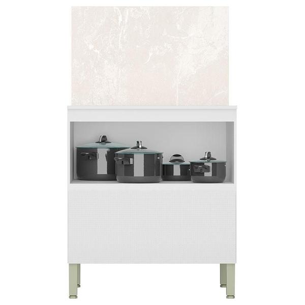 Imagem de Balcão para Cozinha Ambiente Art Branco Ártico com Tampo Painel 80cm Travertino  Kits Paraná