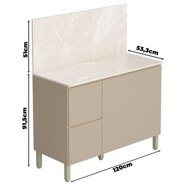 Imagem de Balcão para Cozinha Ambiente Art Vanilla com Tampo Painel 120cm Travertino  Kits Paraná