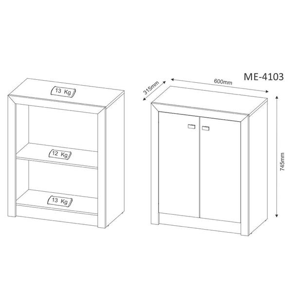 Imagem de Balcão para Escritório 2 Portas Tecno Mobili - Branco