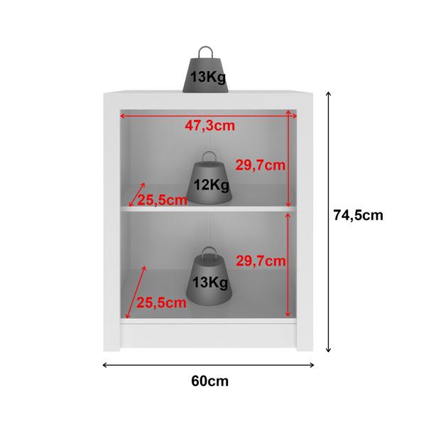 Imagem de Balcão para Escritório 60cm com 2 Portas e 1 Prateleira ME4103