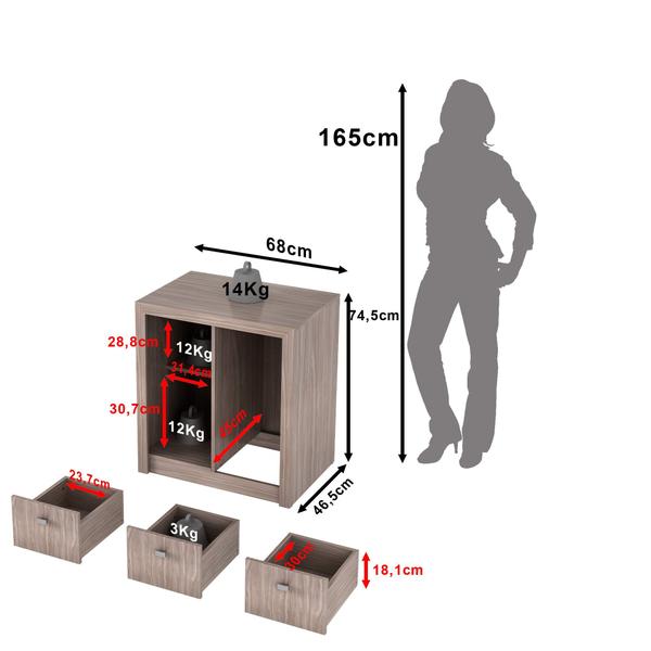 Imagem de Balcão para Escritório 68cm com 1 Porta e 3 Gavetas ME4111