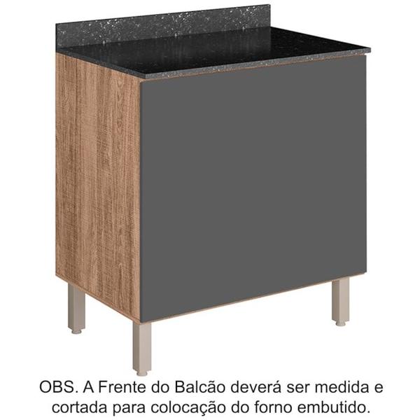 Imagem de Balcao Para Forno Embutido 80CM MDF Kali Premium 12226x21 Carvalho Rust Chumbo Nicioli