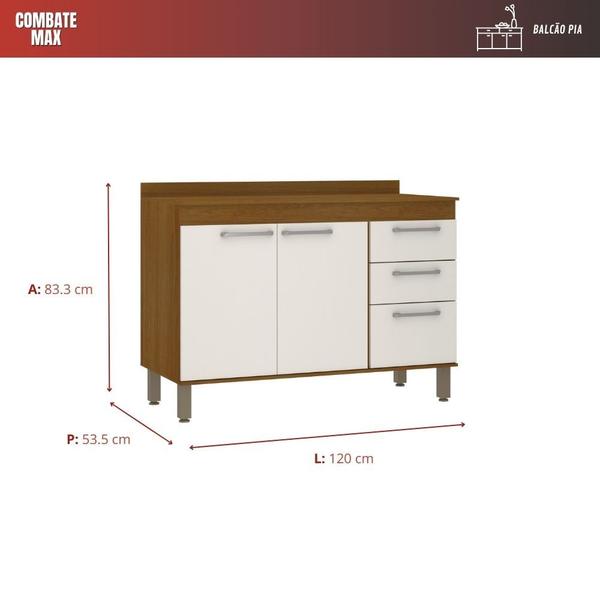 Imagem de Balcão Para Pia 3 Portas 2 Gavetas 120cm Modena Luciane