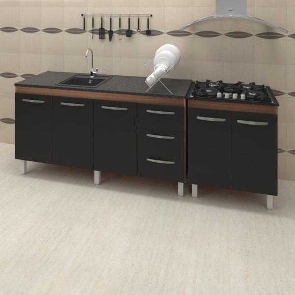 Imagem de Balcao Pia 150cm e Cooktop 5 Bocas Savana Preto Mobbs