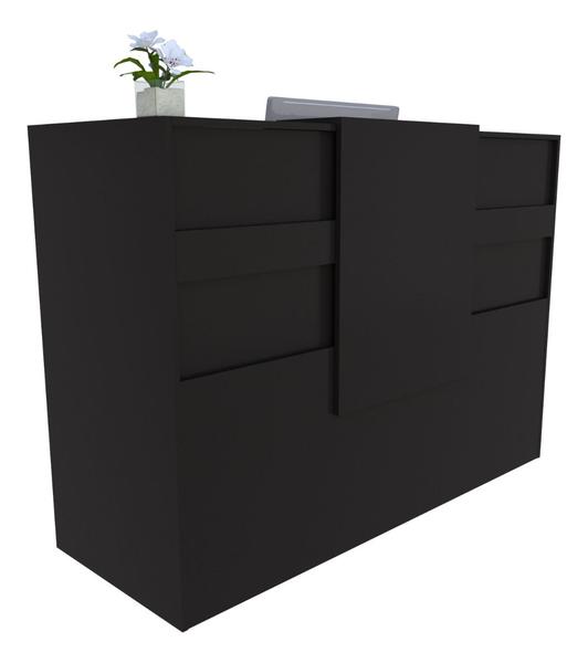 Imagem de Balcão Recepção Caixa 123cm Preto - Linha Premium - Mod 1.1