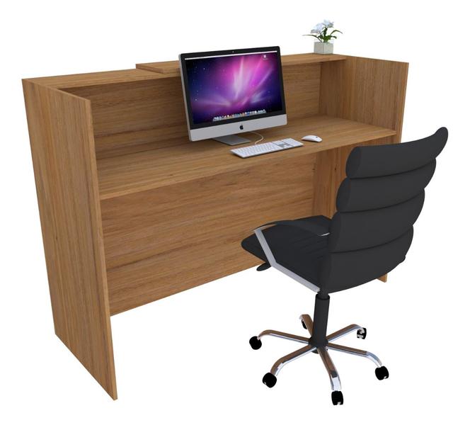 Balcão Recepção Caixa 125cm Louro Freijó - Premium - Mod 1.1 - Marcenaria Online Imagem de Balcão Recepção Caixa 125cm Louro Freijó - Premium - Mod 1.1