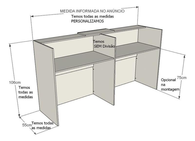 Imagem de Balcão Recepção Caixa 214cm Branco - Linha Premium - Mod 1.1