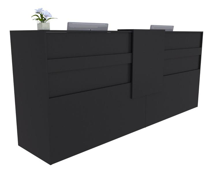 Imagem de Balcão Recepção Caixa 225cm Preto - Linha Premium - Mod 1.1