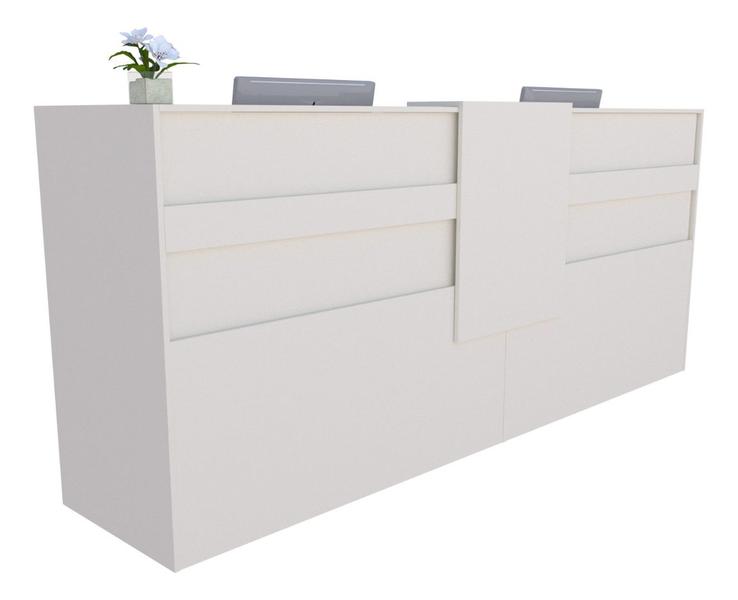 Imagem de Balcão Recepção Caixa 237cm Branco - Linha Premium - Mod 1.1