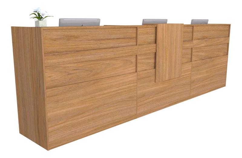Balcão Recepção Caixa 268cm Louro Freijó - Premium - Mod 1.1 - Marcenaria Online Imagem de Balcão Recepção Caixa 268cm Louro Freijó - Premium - Mod 1.1