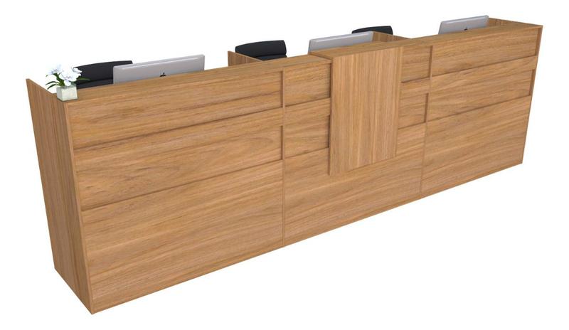 Balcão Recepção Caixa 268cm Louro Freijó - Premium - Mod 1.1 - Marcenaria Online Imagem de Balcão Recepção Caixa 268cm Louro Freijó - Premium - Mod 1.1