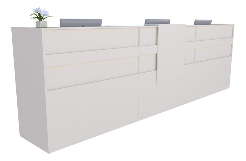 Imagem de Balcão Recepção Caixa 270cm Branco - Linha Premium - Mod 1.1