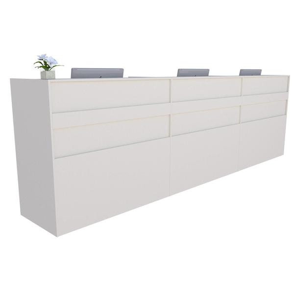 Imagem de Balcão Recepção Caixa 324cm Branco - Linha Premium - Mod 1.3