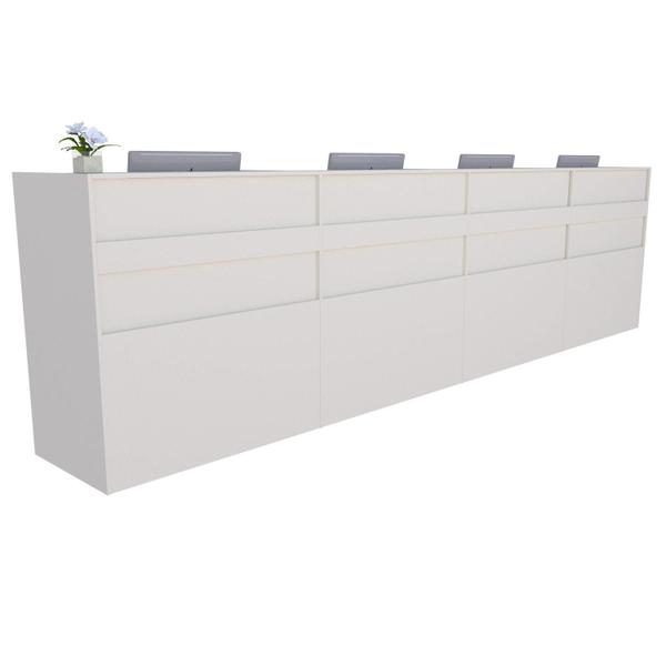 Imagem de Balcão Recepção Caixa 420cm Branco - Linha Premium - Mod 1.3