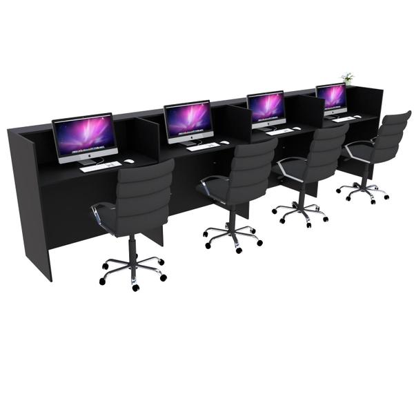 Balcão Recepção Caixa 440cm Preto - Linha Premium - Mod 1.3 - Marcenaria Online Imagem de Balcão Recepção Caixa 440cm Preto - Linha Premium - Mod 1.3