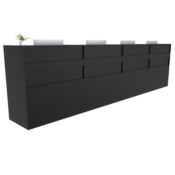Balcão Recepção Caixa 440cm Preto - Linha Premium - Mod 1.3 - Marcenaria Online Imagem de Balcão Recepção Caixa 440cm Preto - Linha Premium - Mod 1.3