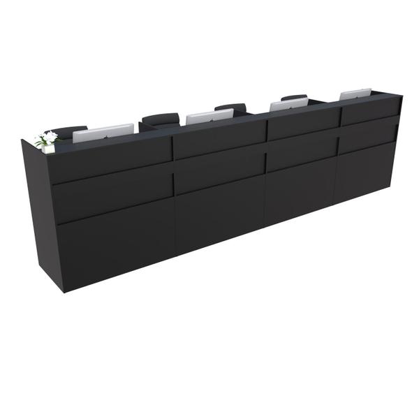 Balcão Recepção Caixa 440cm Preto - Linha Premium - Mod 1.3 - Marcenaria Online Imagem de Balcão Recepção Caixa 440cm Preto - Linha Premium - Mod 1.3
