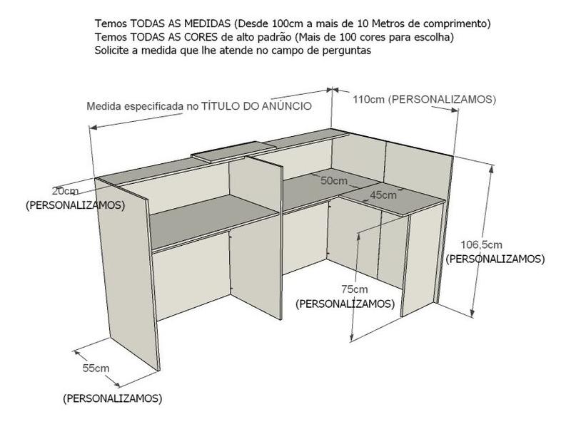 Imagem de Balcão Recepção Caixa em L 167cm Branco - Linha Premium  1.1