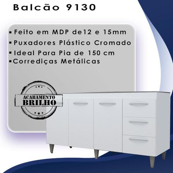 Imagem de Balcao Sem Tampo Para Pia 150cm 9130 Branco Mobbs