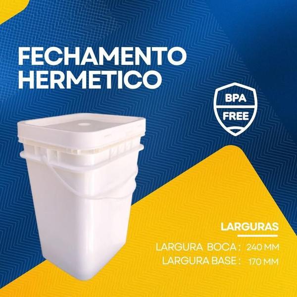 Imagem de Balde 20L Retang P Armenar Alimentos Kit 4 Pçs