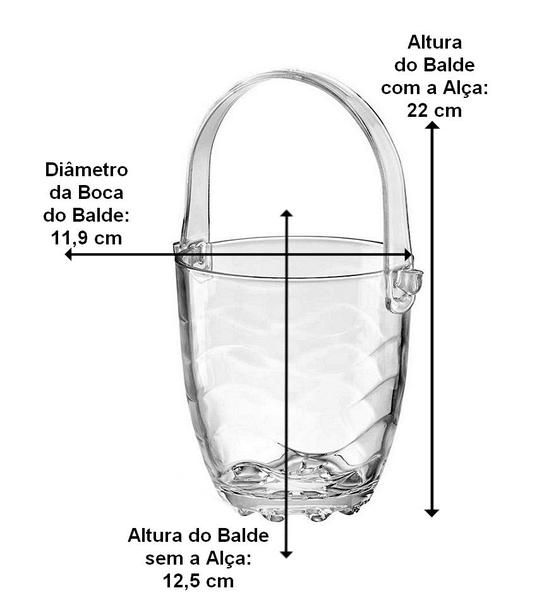 Imagem de Balde 840ml para Gelo Com Pegador Acrílico Ondas