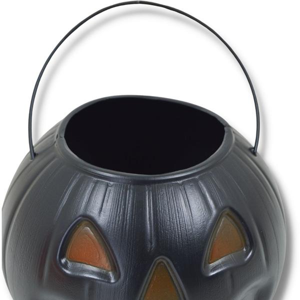 Imagem de Balde Abóbora Decorativo Pega Doces Balas Halloween Baldinho Preto