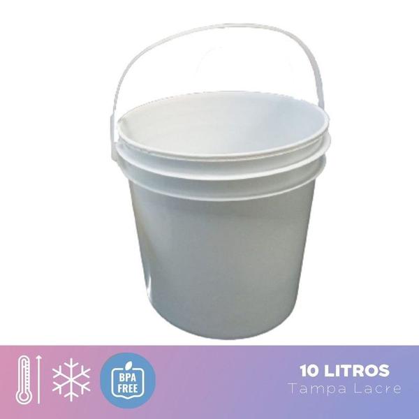 Imagem de Balde Alça Plastica para agua com tampa 10 Litros 02 Pçs