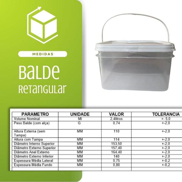 Imagem de Balde Alça Plastica para pizzaria transparente 2.4L 10 Pçs