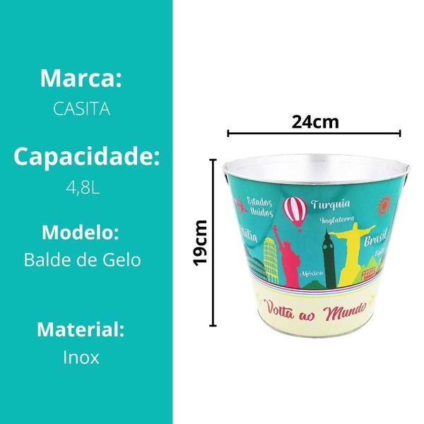 Balde Baldinho De Gelo Aço Inox Para Bebidas Cerveja Champanhe Vinho Azul 4,8L - Casita Imagem de Balde Baldinho De Gelo Aço Inox Para Bebidas Cerveja Champanhe Vinho Azul 4,8L