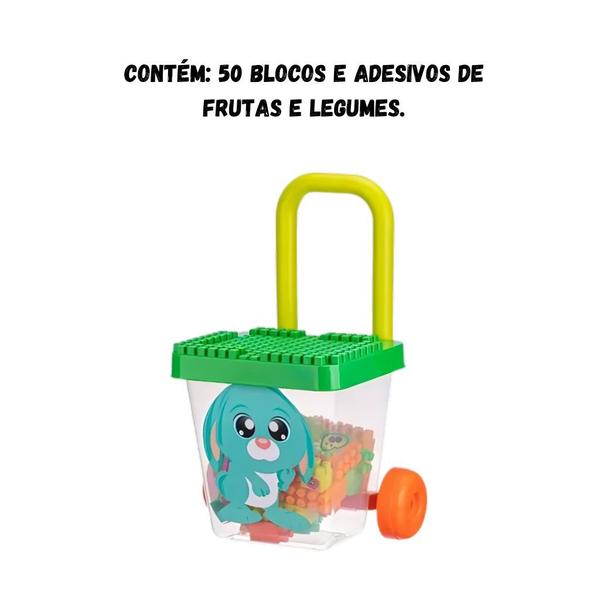 Imagem de Balde Carrinho Com Blocos Frutas E Legumes 5063 - Gulliver 