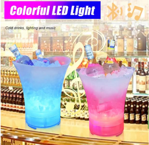 Balde Champanheira E Cerveja Gelo Em Acrílico Com Bluethooth e Led - Fan Imagem de Balde Champanheira E Cerveja Gelo Em Acrílico Com Bluethooth e Led