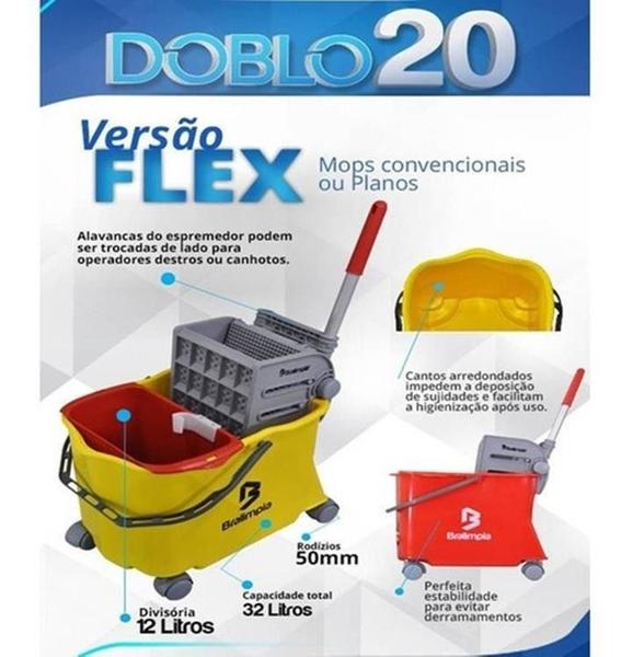 Imagem de Balde Com Espremedor Carrinho Doblô Flex 20lt Bralimpia