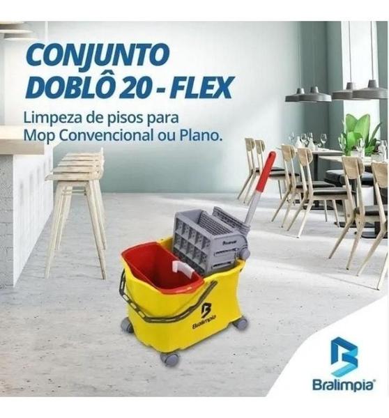 Imagem de Balde Com Espremedor Carrinho Doblô Flex 20lt Bralimpia