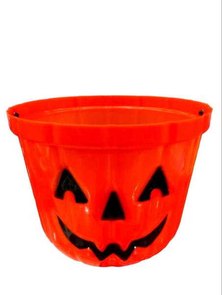 Imagem de Balde de Abobora Halloween Decoração De Festas Com Alça