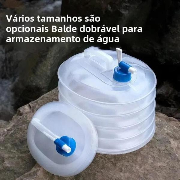 Imagem de Balde de Água Dobrável Portátil para Carro, Camping e Piquenique - Grande Capacidade