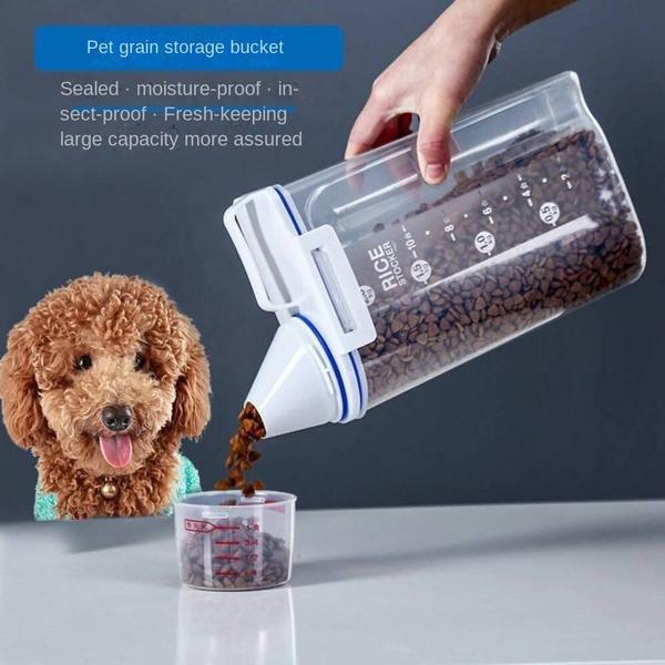 Balde de armazenamento de alimentos para animais de estimação, à prova de umidade selada portátil - Wokex Imagem de Balde de armazenamento de alimentos para animais de estimação, à prova de umidade selada portátil