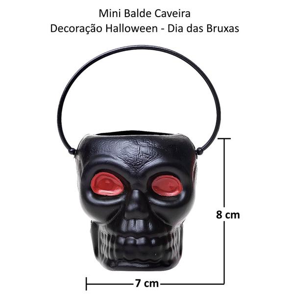 Imagem de Balde de Caveira Preto Halloween dia das Bruxas para Pedir Doces