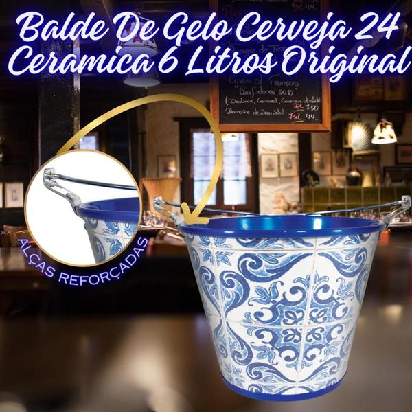 Imagem de Balde De Gelo Cerveja Cerâmica 6 L Original Bar Adega Antiga