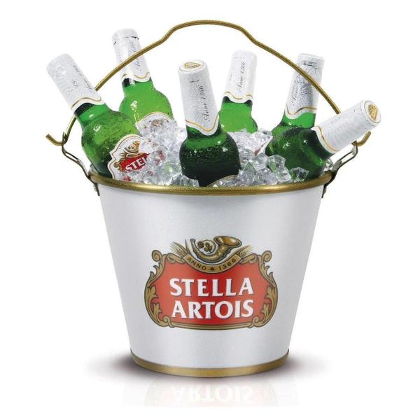 Balde De Gelo Cerveja Stella Licenciado Alúminio - Branco - Alumiart Imagem de Balde De Gelo Cerveja Stella Licenciado Alúminio - Branco