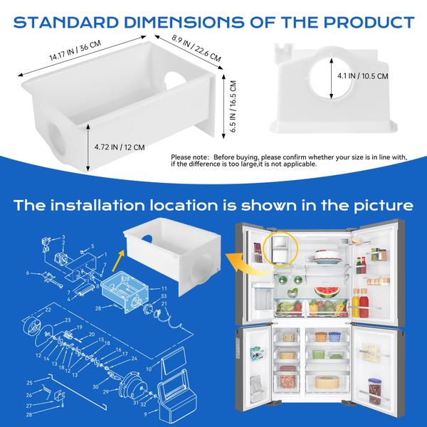 Imagem de Balde de gelo de geladeira W10850492 para Whirlpool Amana Kenmore