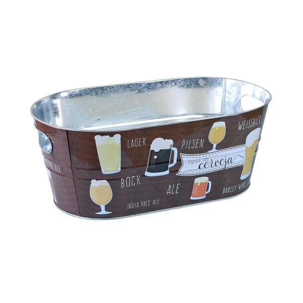 Imagem de Balde de gelo decorado metal oval para cerveja e bebida 7,6l