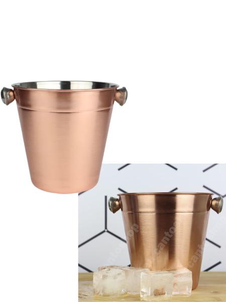 Imagem de Balde De Gelo Em Aço Inox Bronze 1,25L Para Bebidas Champanheira Cerveja Baldinho Térmico mimo6244