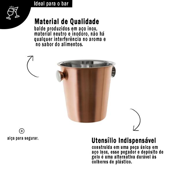 Imagem de Balde De Gelo Em Aço Inox Bronze Para Bebidas Champanheira Cerveja Baldinho Térmico Barzinhos